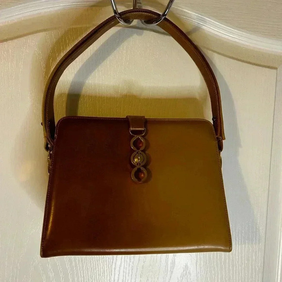 Andrew Geller Vintage Designer‎ Camel Ombré Loop Clasp Pullman Style Handbag - Picture 1 of 14